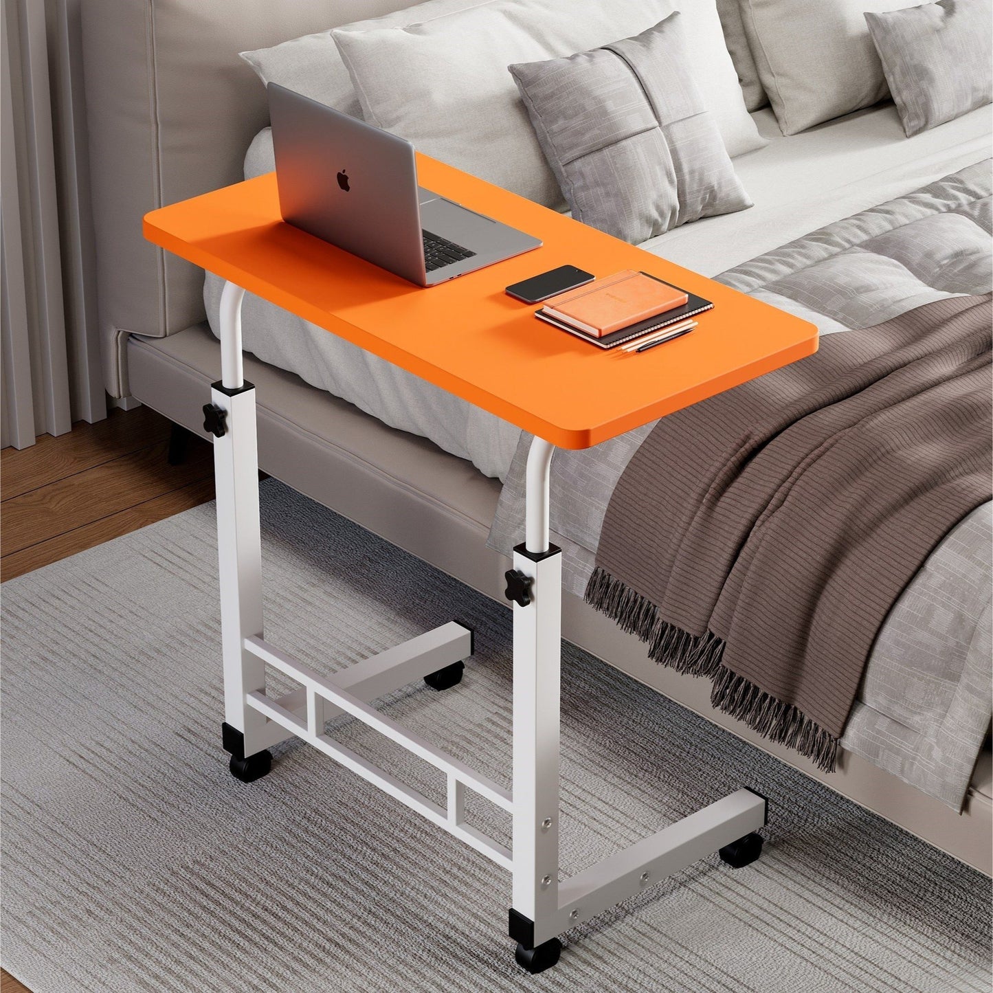 Mobile Lift Table, Computer Desk, Adjustable Height, With Wheels Bedside Computer Desk, Sofa Side Table, Two Sizes Available, Suitable For Bedroom, Dormitory Laptop Stand, Lazy Office Desk, Coffee Table, Gift