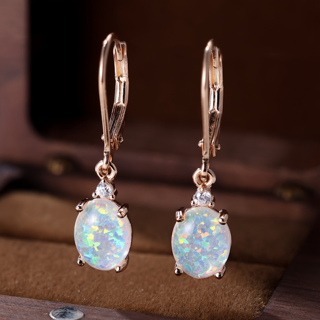 Pair of S925 Sterling Silver Dangle Earrings with Round-Cut Green Fire Opal - Vintage Boho Style, Rhodium Plated, 2.2g, Perfect for Daily Wear & Parties, Party Jewelry|Vintage Boho Style|Rhodium Plated Earrings