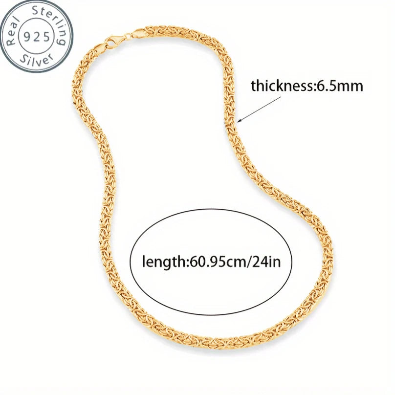 925 Sterling Silver Italian Byzantine Necklace for Women , Hip Hop Necklace for men,Handmade in Italy