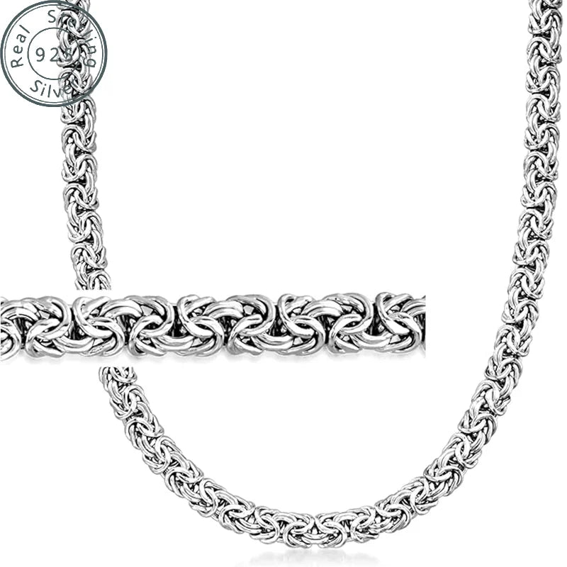 925 Sterling Silver Italian Byzantine Necklace for Women , Hip Hop Necklace for men,Handmade in Italy