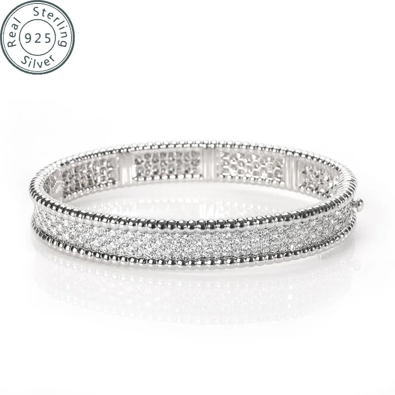 925 sterling silver Cubic Zirconia Bangle Tennis Bracelets  | Classic Love Cuff Bangle Bracelets