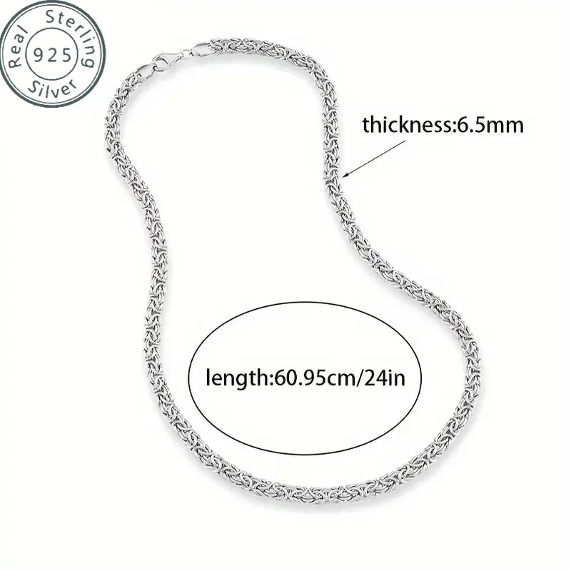 925 Sterling Silver Italian Byzantine Necklace for Women , Hip Hop Necklace for men,Handmade in Italy