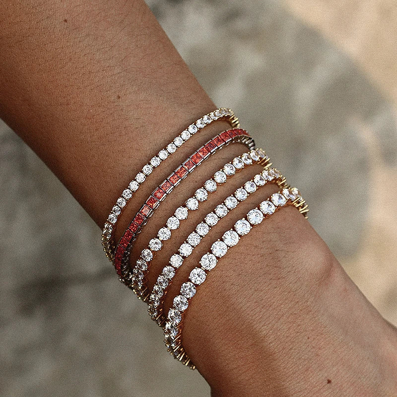 Fashion Men's Bracelet Women Luxury 3mm 4mm Mens AAA Cubic Zirconia Tennis Couple Bracelets Iced Out Chain Jewelry Jewlery Gift