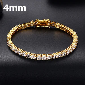 Fashion Men's Bracelet Women Luxury 3mm 4mm Mens AAA Cubic Zirconia Tennis Couple Bracelets Iced Out Chain Jewelry Jewlery Gift