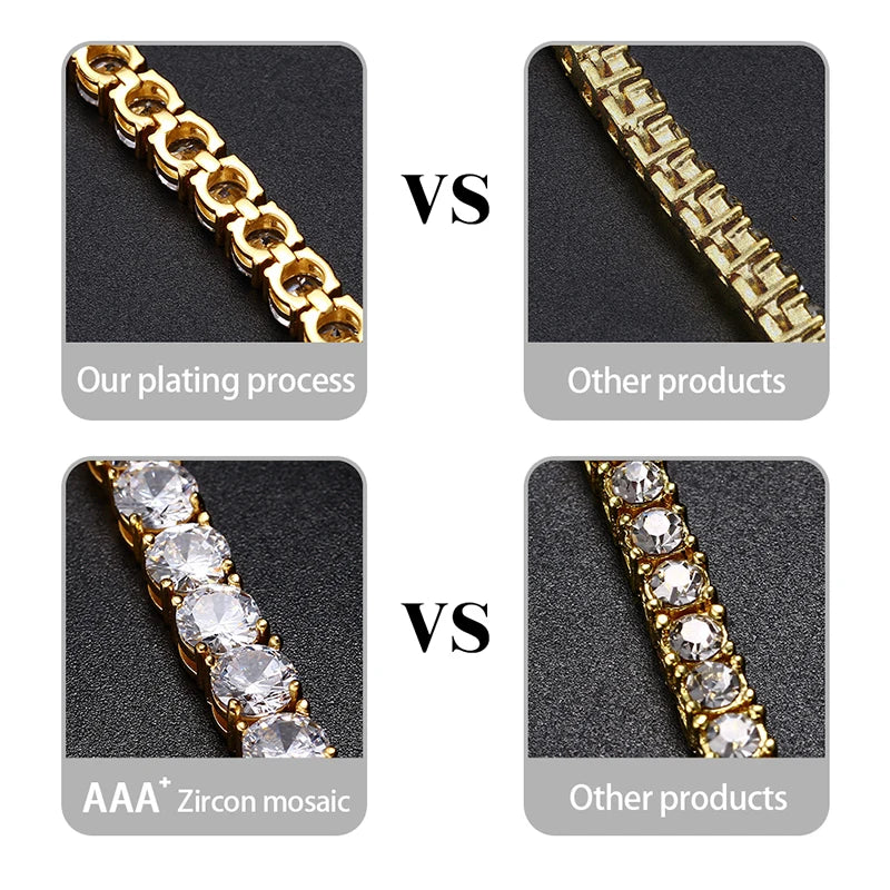 Fashion Men's Bracelet Women Luxury 3mm 4mm Mens AAA Cubic Zirconia Tennis Couple Bracelets Iced Out Chain Jewelry Jewlery Gift