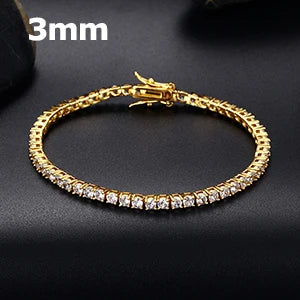 Fashion Men's Bracelet Women Luxury 3mm 4mm Mens AAA Cubic Zirconia Tennis Couple Bracelets Iced Out Chain Jewelry Jewlery Gift