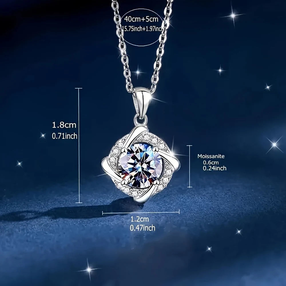 Moissanite Windmill Pendant Necklace 925 Sterling Silver Clavicle Chain Confession Jewelry Wedding Engagement Proposal Birthday