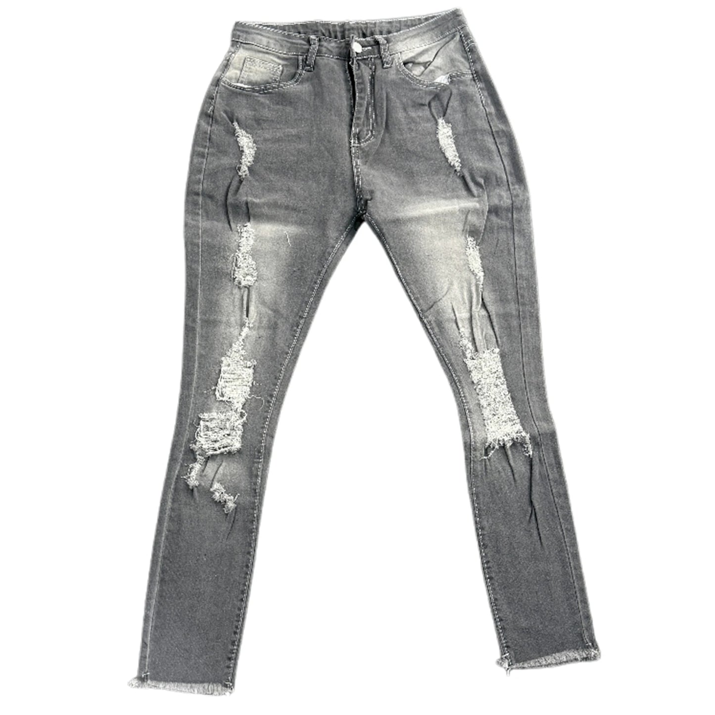 Ladies High Waist Skinny Jeans Stretch Ripped Denim Pants Distressed Cropped Trousers Casual Streetwear Fashion