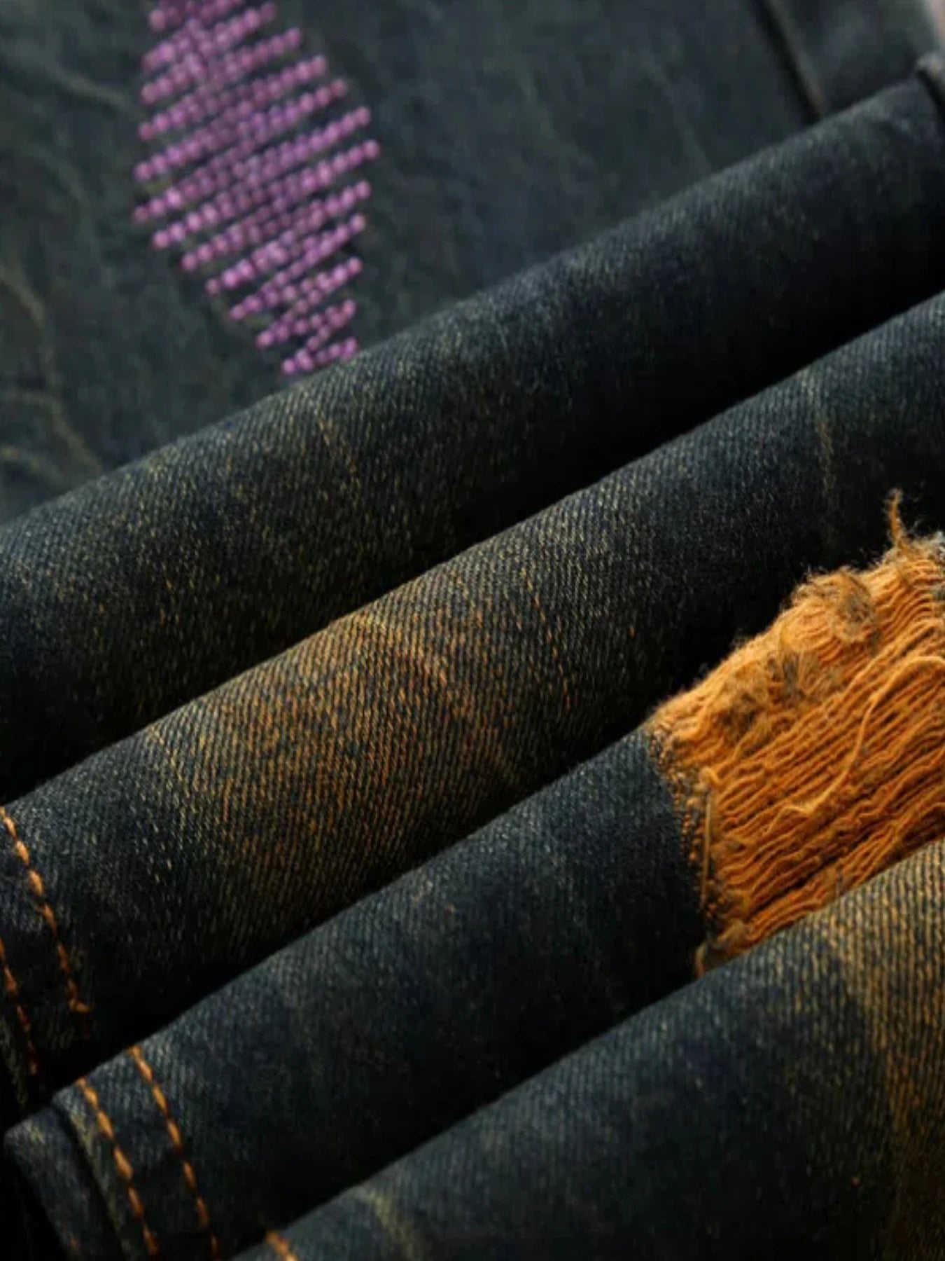 Men's Straight Fit Ripped Old Jeans With Patch Pants