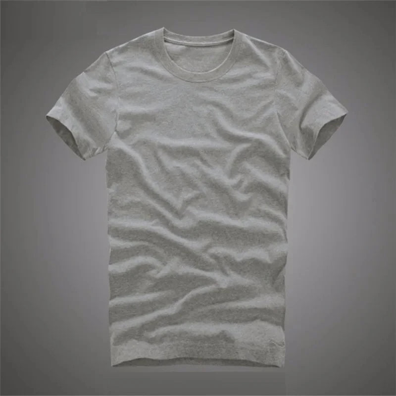 Men Tshirt 100% Cotton Solid Color O-Neck Short Sleeve T shirt Male High Quality Tops Soft Clothing