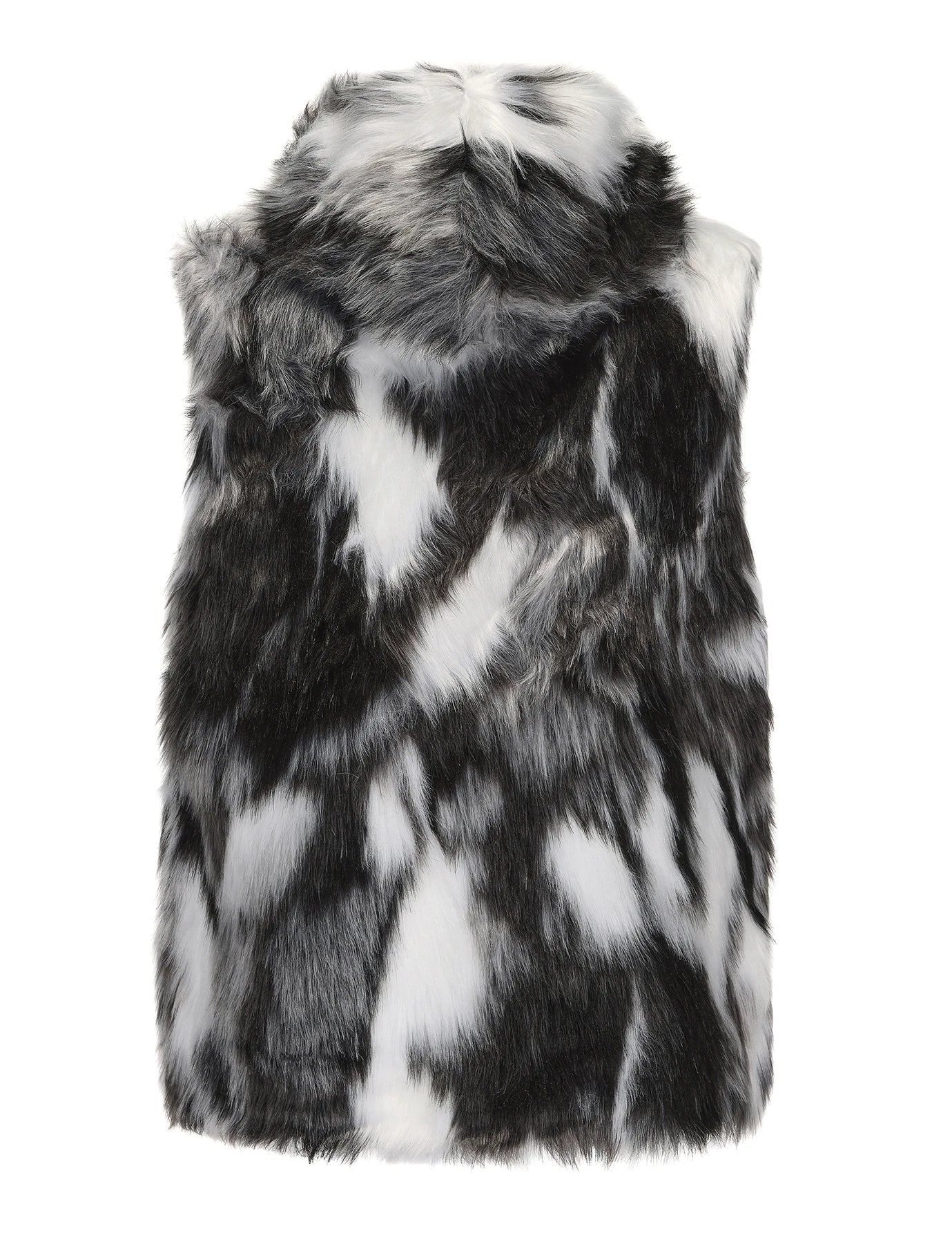 Men`s Luxury Faux Fur Hoodie Vest Long Coat Sleeveless Jacket Winter Fluffy Warm Outwear Plush Overcoat with Pockets With Hood