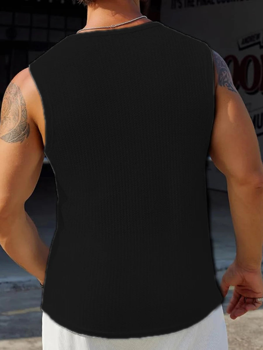 Men s Ribbed Knit Tank Tops in Solid Colors for Casual Wear Sleeveless T-Shirt for Workout and Bodybuilding Streetwear Style