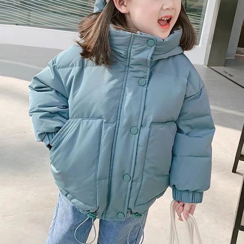 Children's Thick Padded Coat Winter Baby Boys Girls Cotton-padded Parka & Coats Thicken Warm Long Jackets Toddler Kids Outerwear