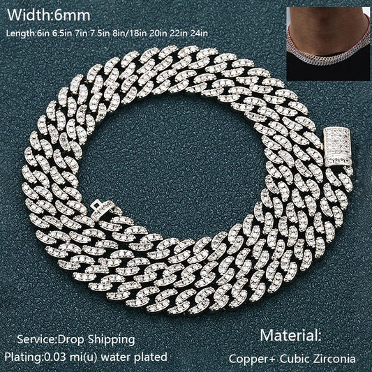 TUHE Hip Hop Iced Out 8MM 14MM 20MM Full Miami Curb Cuban Chain Bling CZ Rapper Necklaces For Men Punk Jewelry High Quality Gift