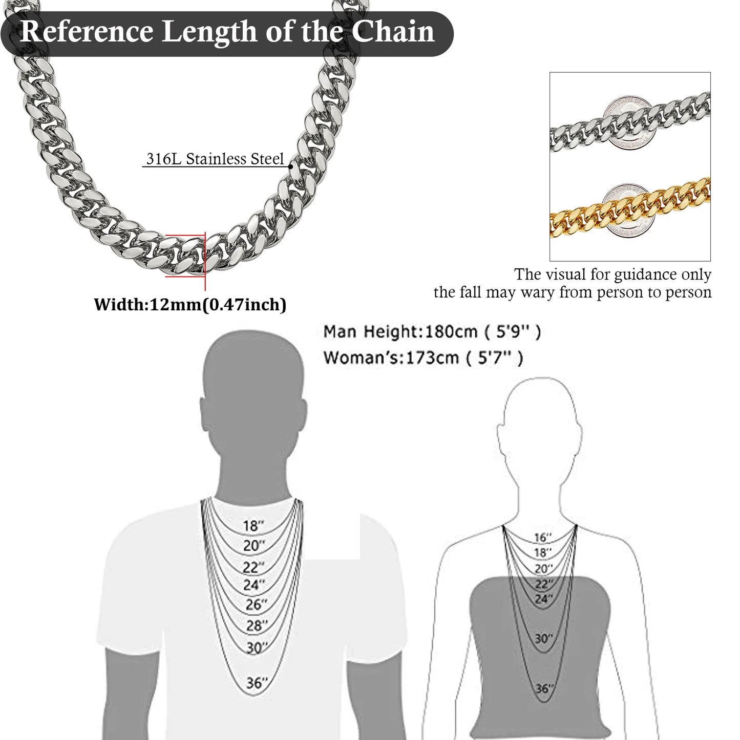 6-14mm Stainless Steel Round Cuban Miami Chains Necklaces CZ Zircon Box Lock  Heavy Link Chain for Men Hip Hop Rapper jewelry
