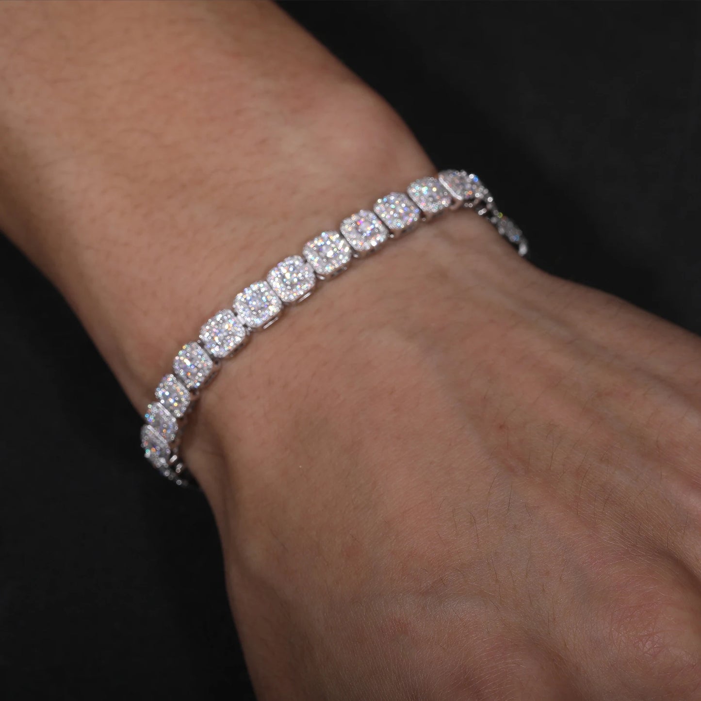 Iced Out Moissanite Halo Tennis Bracelet for Women Men S925 Sterling Silver 18k Gold Plated Jewelry with GRA Bracelets Gifts