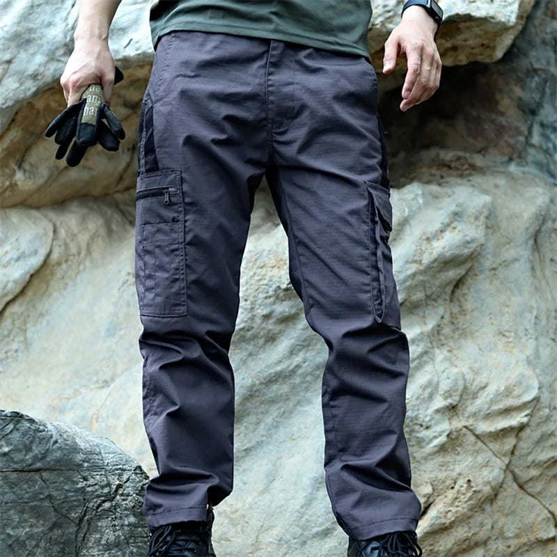 Men s Tactical Cargo Pants Lightweight Elastic Waist Outdoor Work Trousers with Multi-Pockets for Hiking and Camping