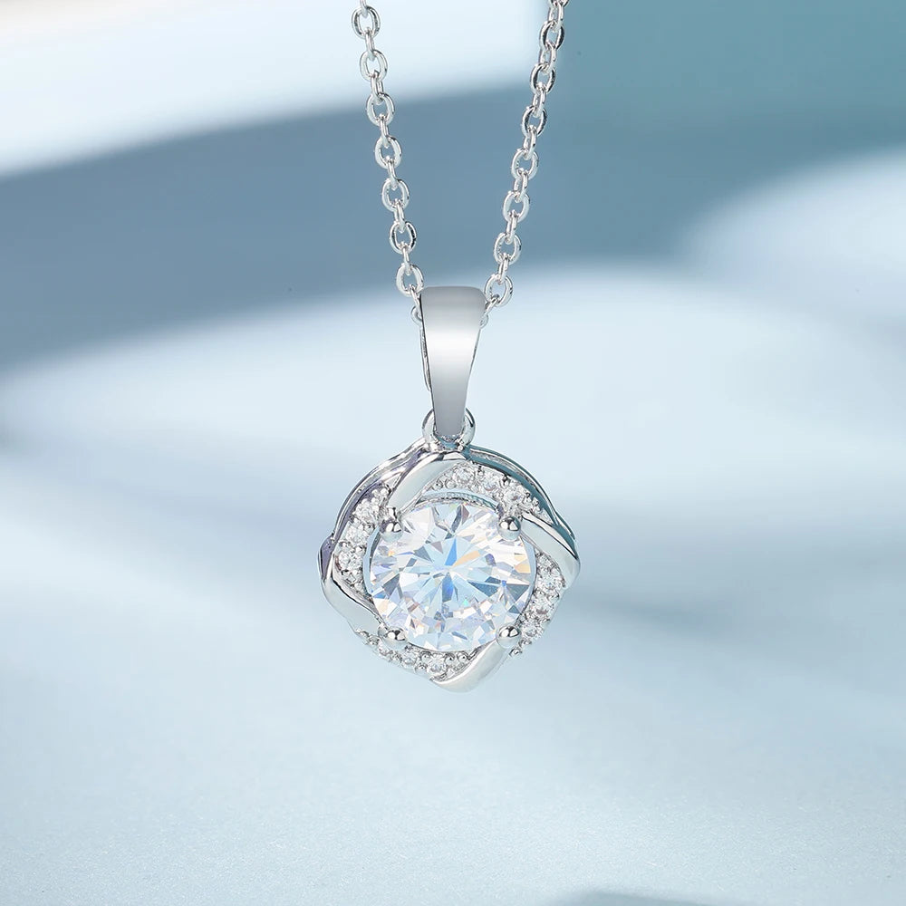 Moissanite Windmill Pendant Necklace 925 Sterling Silver Clavicle Chain Confession Jewelry Wedding Engagement Proposal Birthday