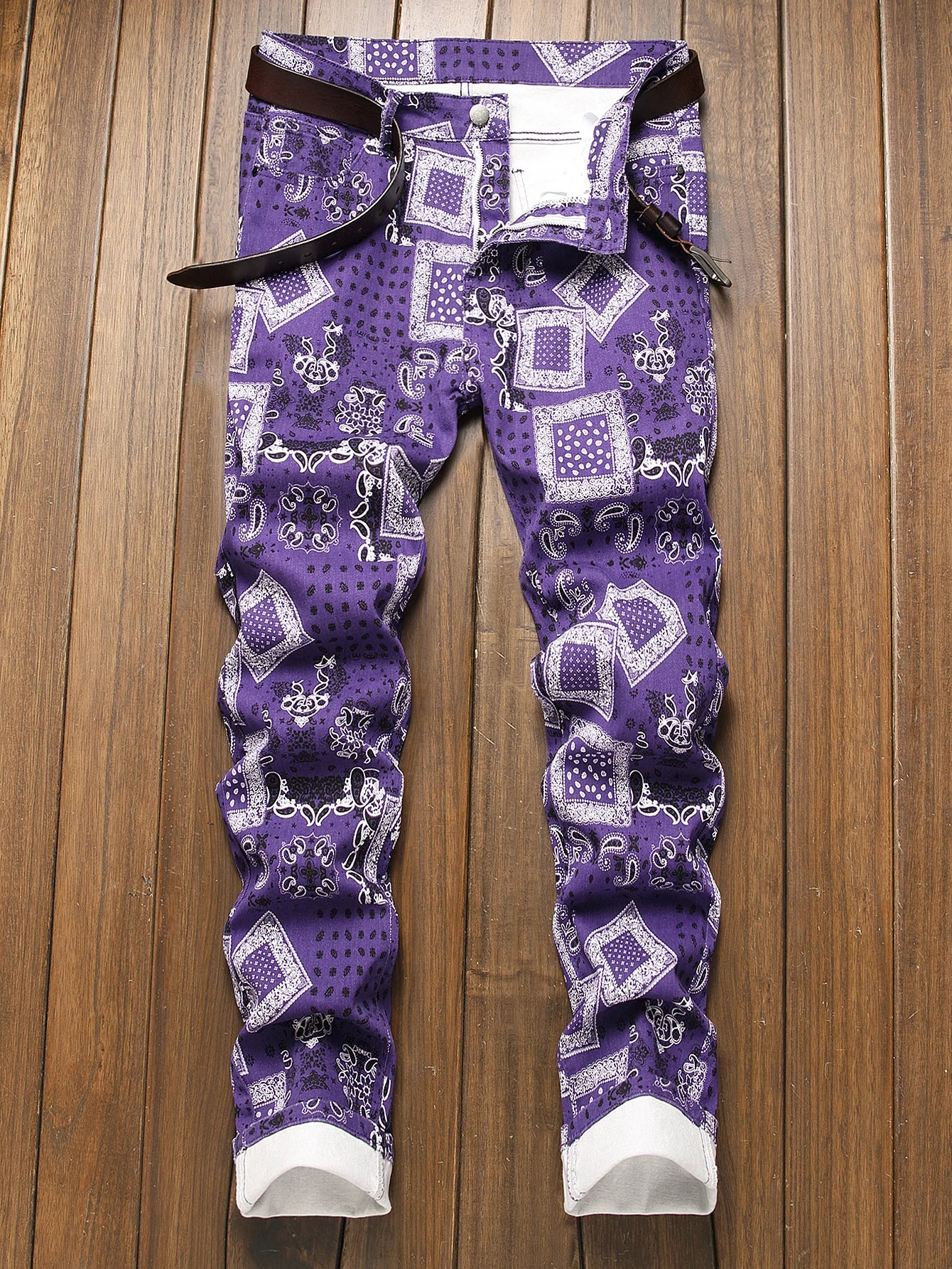 Stylish Mid Stretch Slim Fit Jeans - Men's Mid Waist Distressed And Ripped Denim Jeans With Tassels For All Seasons Street Wear