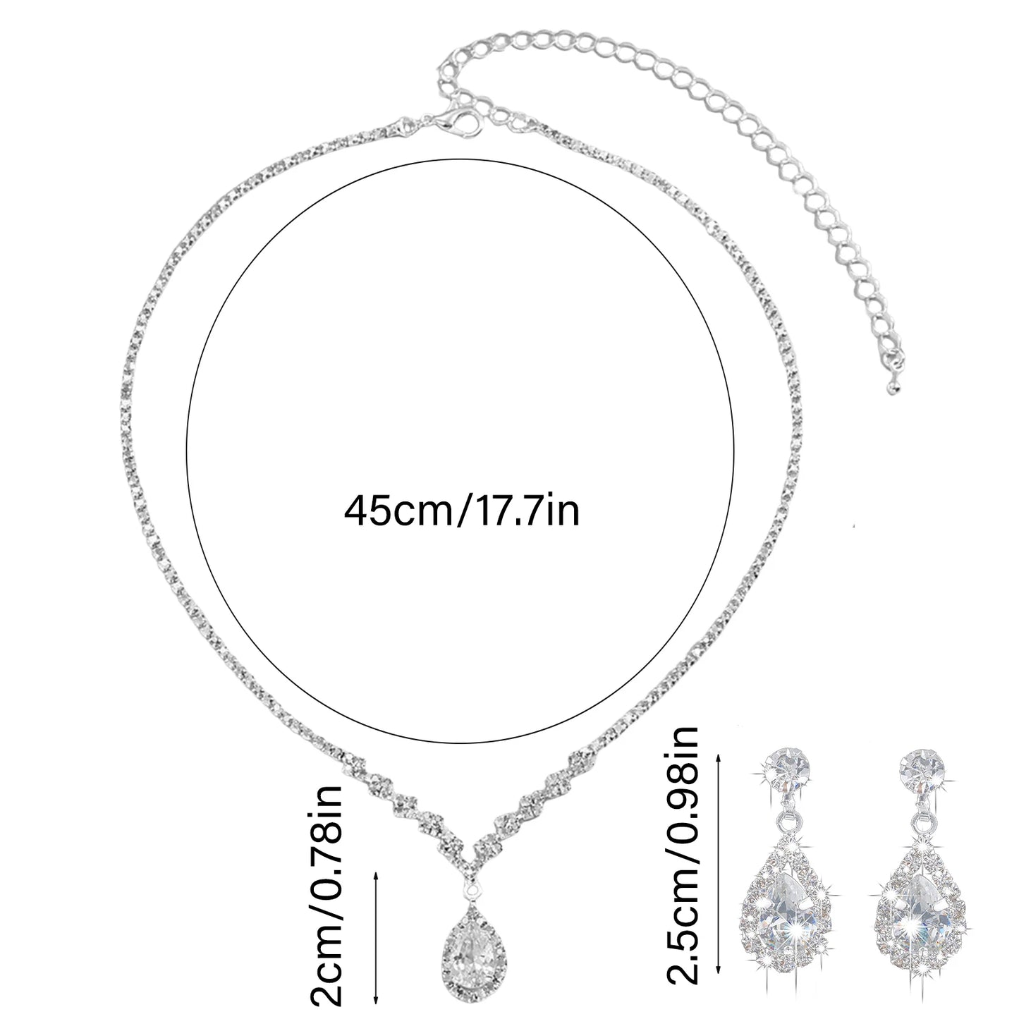 Wedding Season Women's Fashion Droplet Necklace and Earring Set Banquet Party Accessories