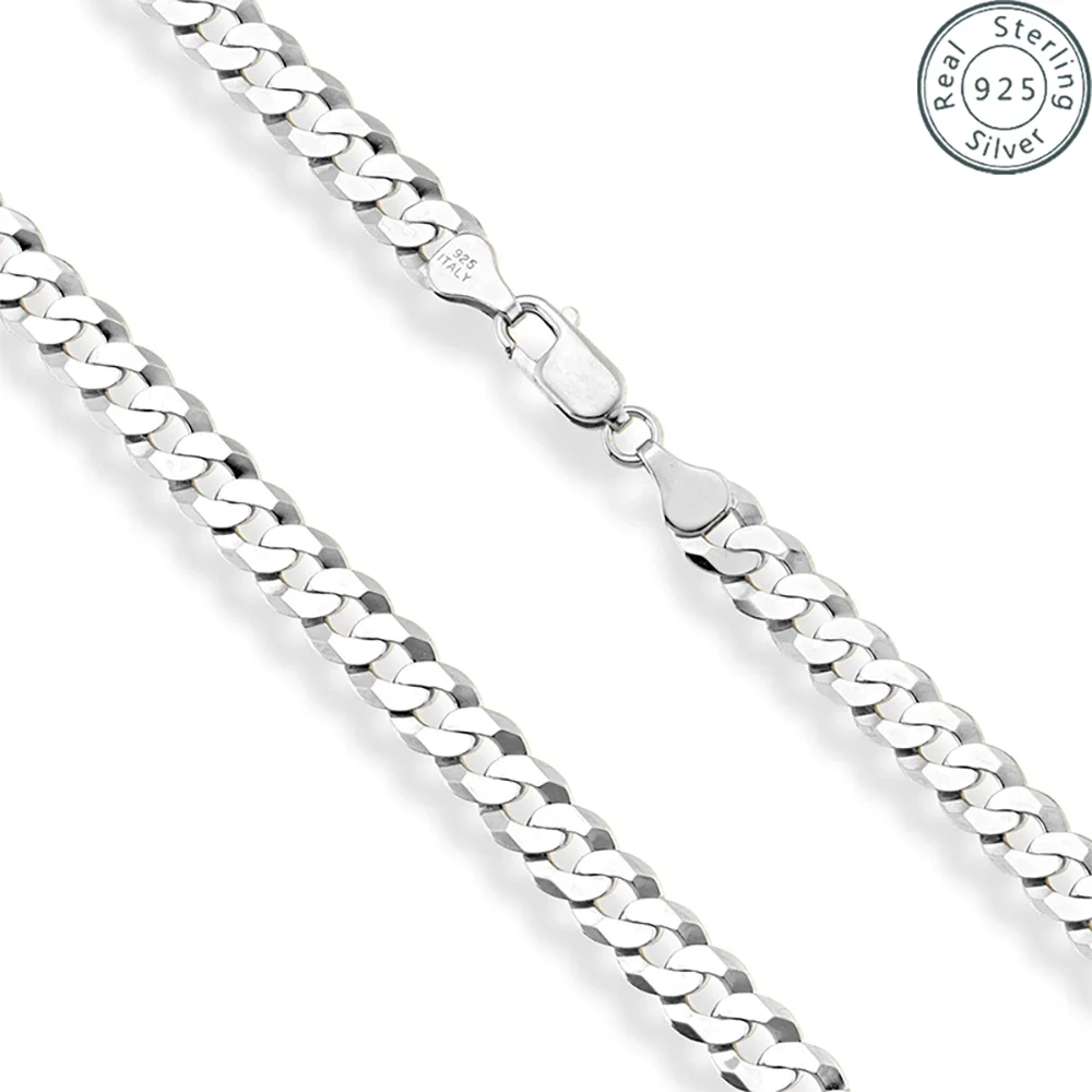 7mm Men's Cuban Link Silver plated brass Chain Necklace Curb Cuban Link Chain Chokers for Women Hip Hop Jewelry Ships from USA