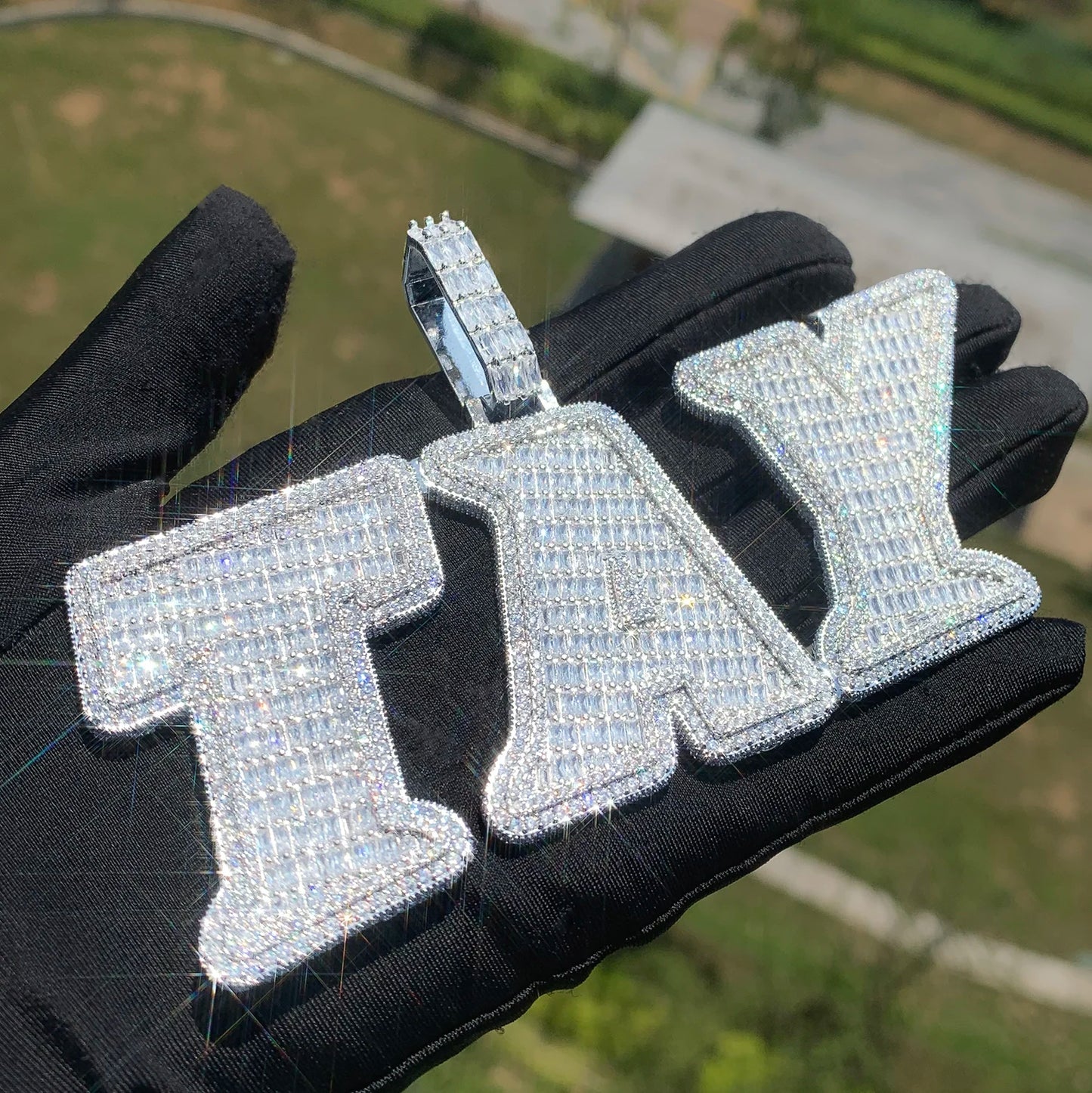 CUC Two Layer Big Letter Pendant Custom Name Necklace For Men Women Gold Silver Color Baguette Zircon Hip Hop Chain Jewelry 2024