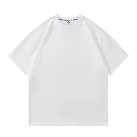 Heavy Oversized Plain T-Shirt for Men Summer HighQualtity Short Sleeve Tee 100%cotton Solid Color Trendy Casual white Top