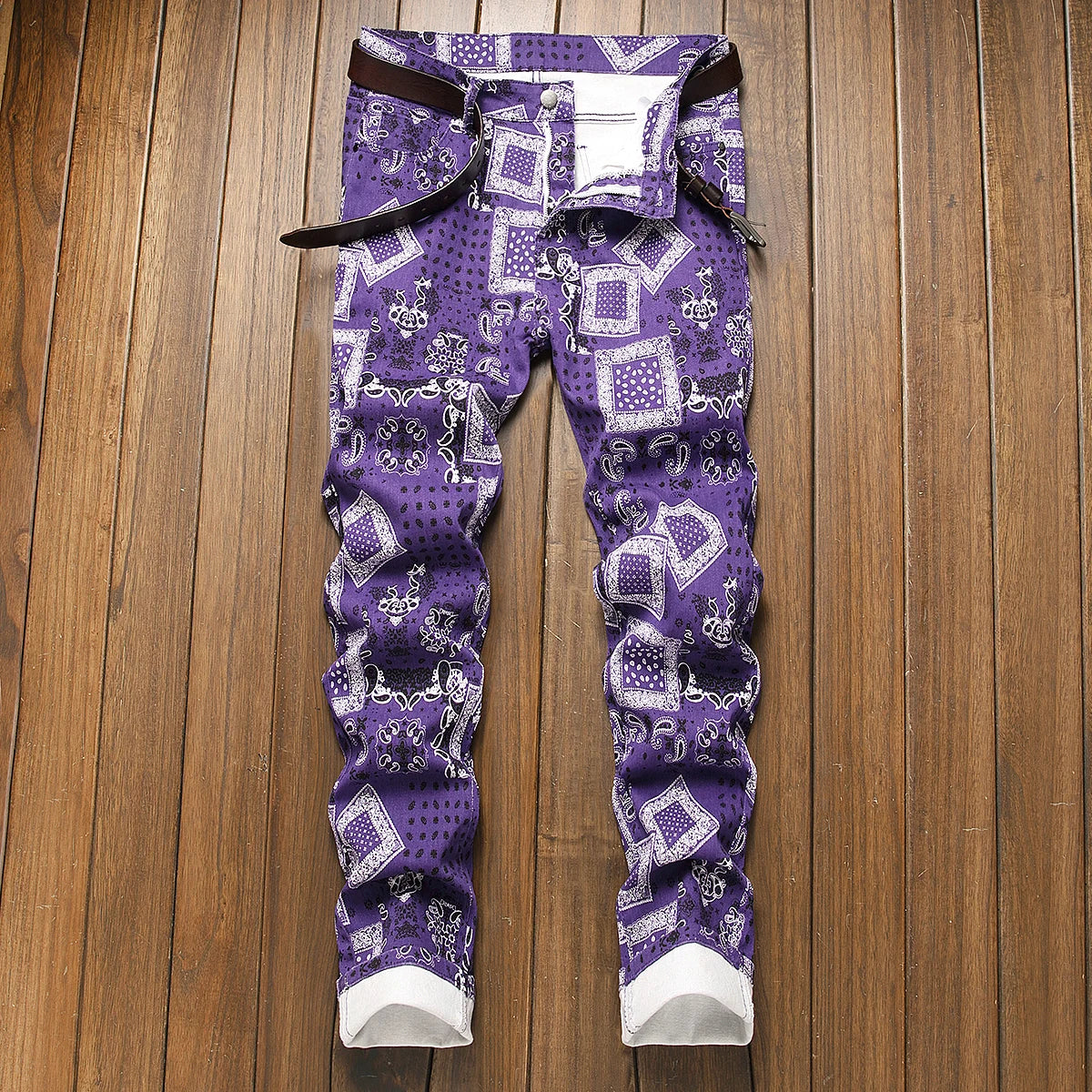 Stylish Mid Stretch Slim Fit Jeans - Men's Mid Waist Distressed And Ripped Denim Jeans With Tassels For All Seasons Street Wear