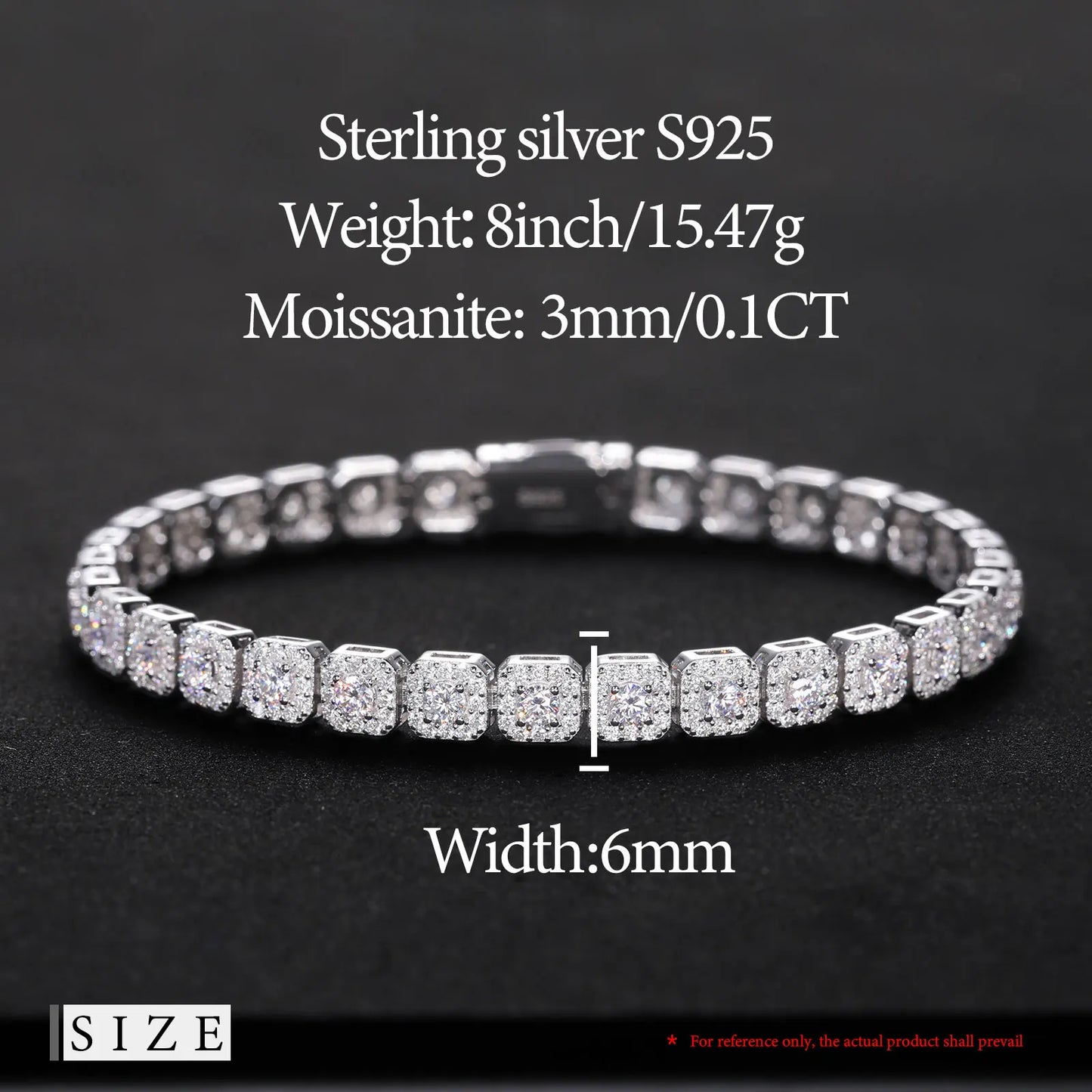 Iced Out Moissanite Halo Tennis Bracelet for Women Men S925 Sterling Silver 18k Gold Plated Jewelry with GRA Bracelets Gifts