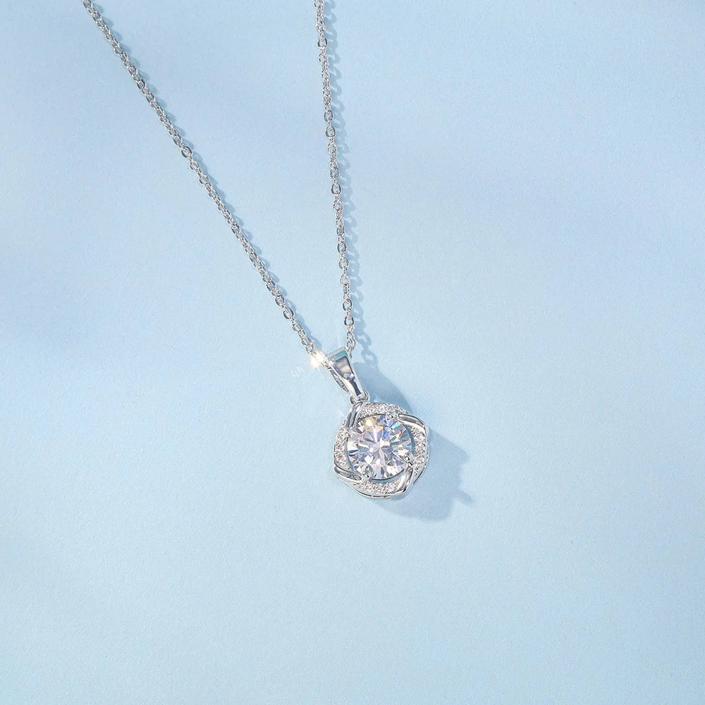 Moissanite Windmill Pendant Necklace 925 Sterling Silver Clavicle Chain Confession Jewelry Wedding Engagement Proposal Birthday