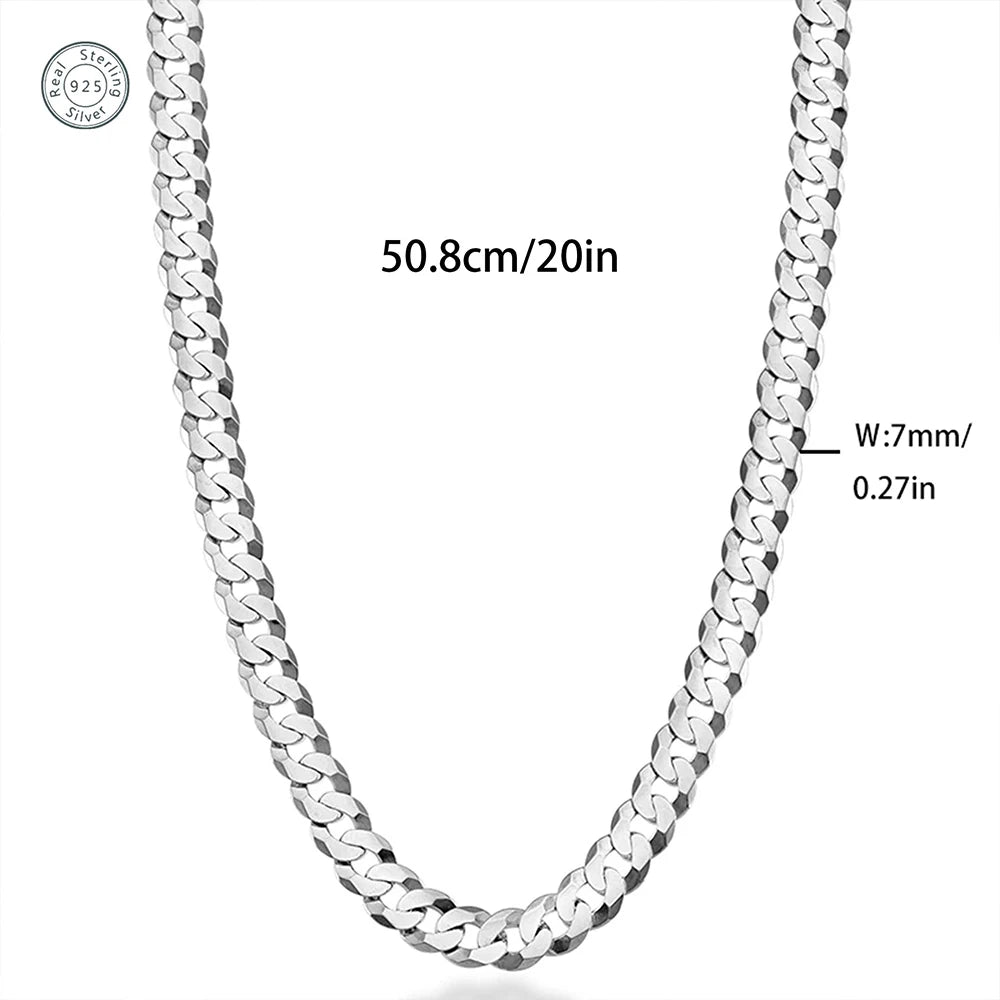 7mm Men's Cuban Link Silver plated brass Chain Necklace Curb Cuban Link Chain Chokers for Women Hip Hop Jewelry Ships from USA