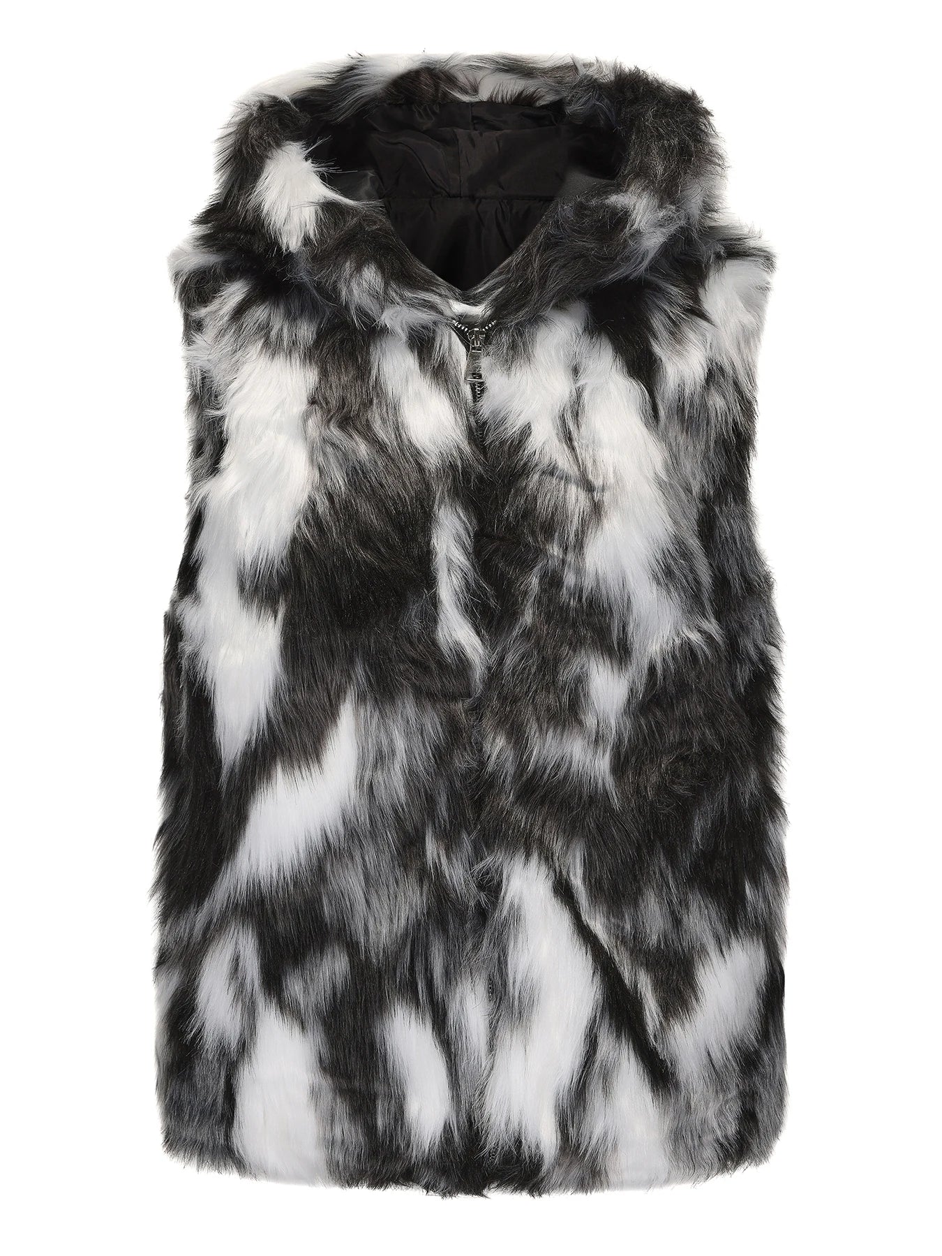 Men`s Luxury Faux Fur Hoodie Vest Long Coat Sleeveless Jacket Winter Fluffy Warm Outwear Plush Overcoat with Pockets With Hood