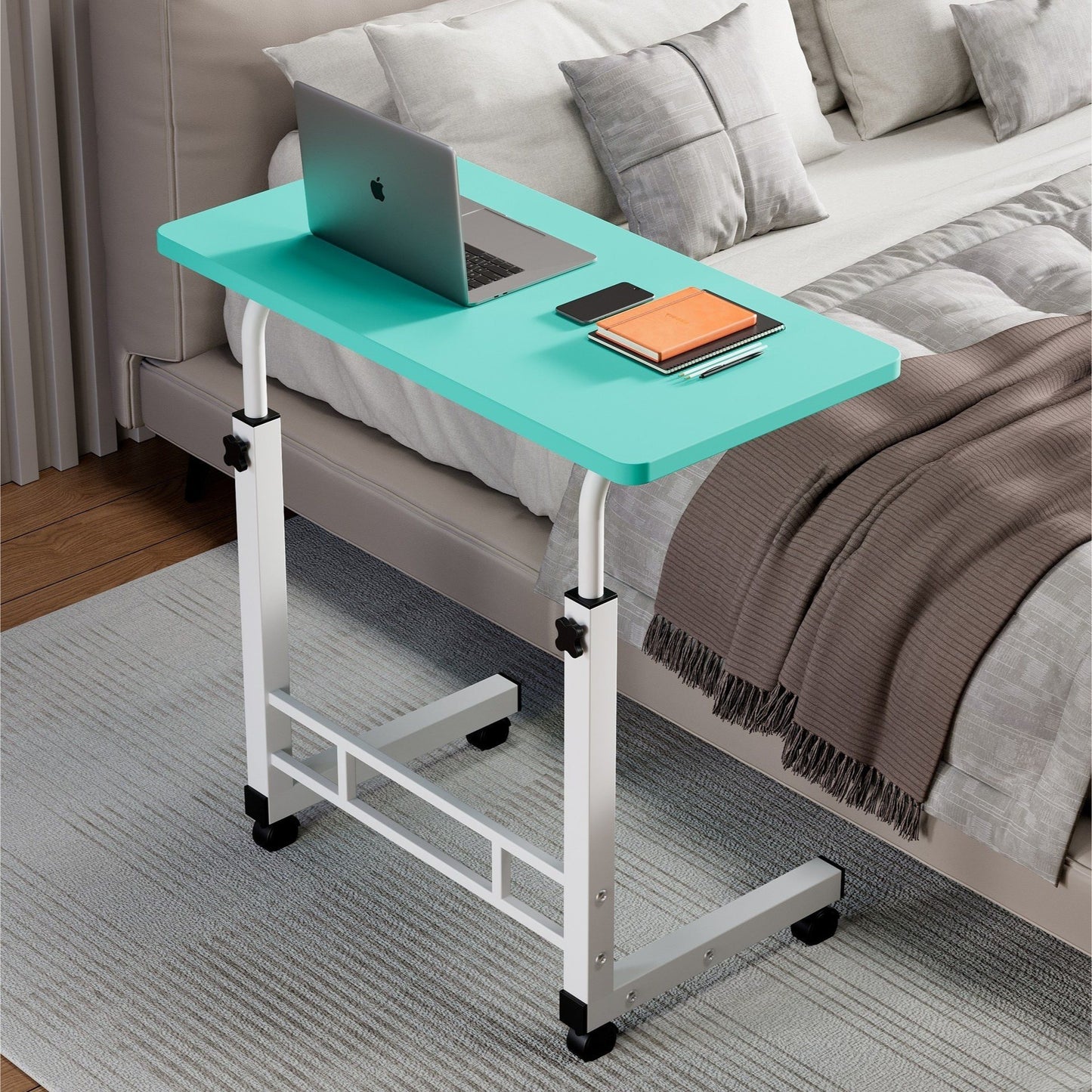 Mobile Lift Table, Computer Desk, Adjustable Height, With Wheels Bedside Computer Desk, Sofa Side Table, Two Sizes Available, Suitable For Bedroom, Dormitory Laptop Stand, Lazy Office Desk, Coffee Table, Gift