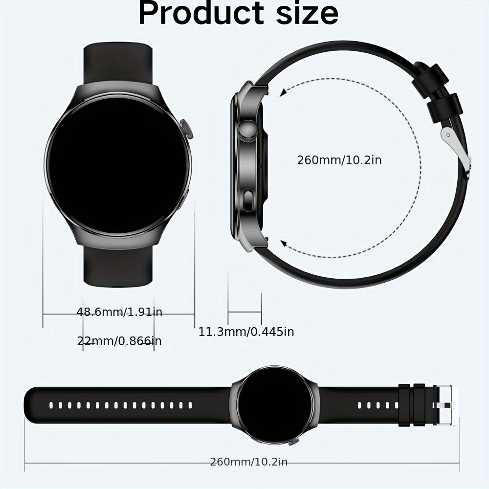 High-Definition Full Touch Smartwatch, Unisex - Wireless Calling/SMS/Multi-Sport Modes/Remote Camera Control/Fitness Tracker, Compatible with Android & iPhone, USB Charging, Alloy Case/Silicone Strap/Metal Band, Smart Connect