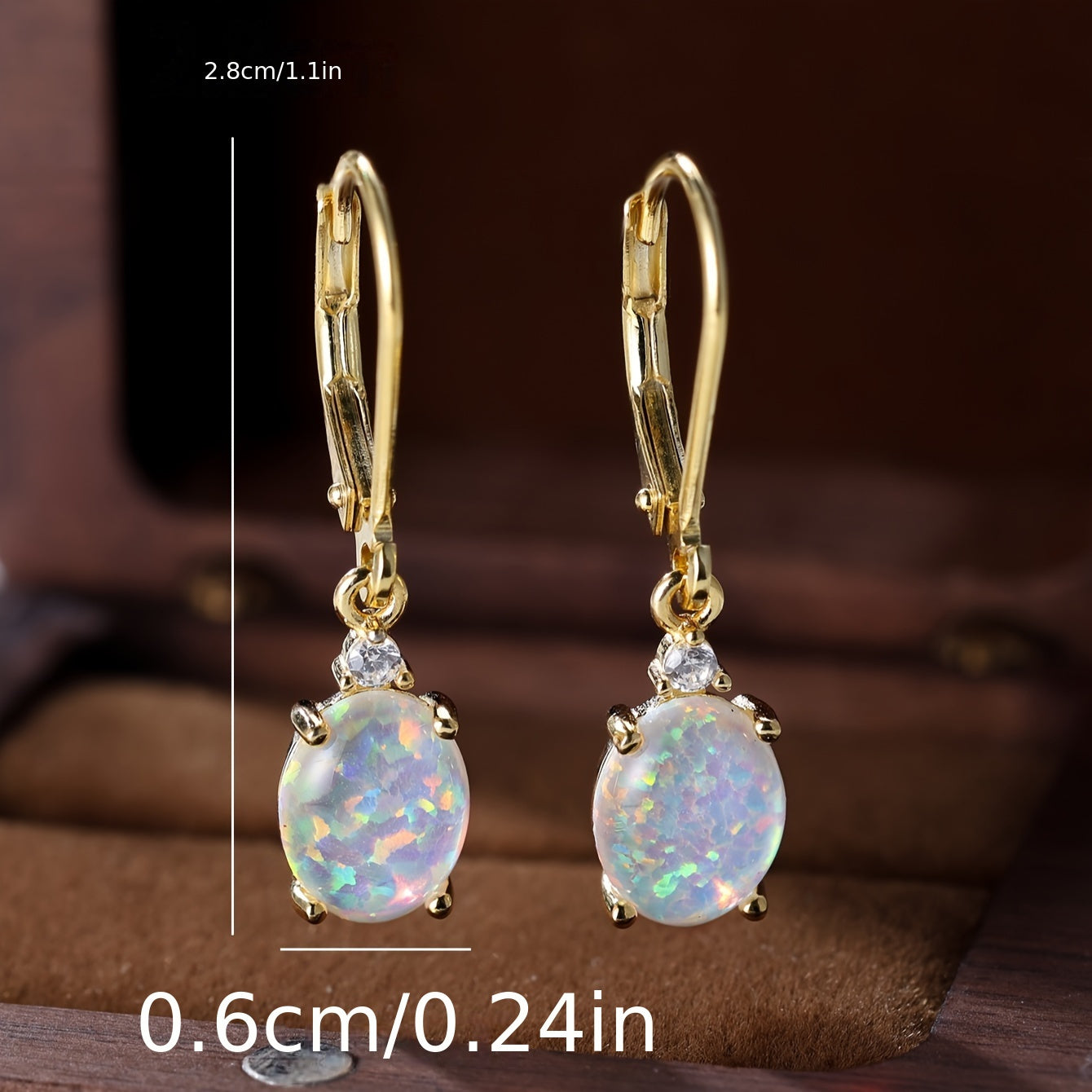 Pair of S925 Sterling Silver Dangle Earrings with Round-Cut Green Fire Opal - Vintage Boho Style, Rhodium Plated, 2.2g, Perfect for Daily Wear & Parties, Party Jewelry|Vintage Boho Style|Rhodium Plated Earrings