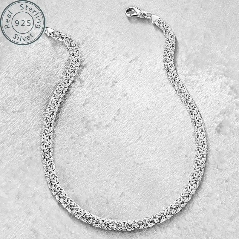 925 Sterling Silver Italian Byzantine Necklace for Women , Hip Hop Necklace for men，Handmade in Italy