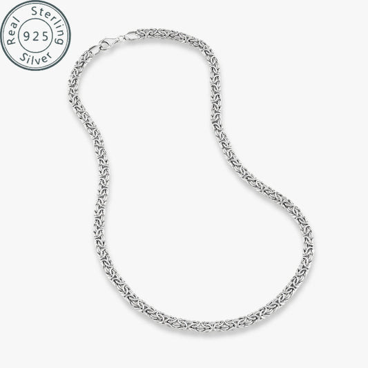 925 Sterling Silver Italian Byzantine Necklace for Women , Hip Hop Necklace for men，Handmade in Italy
