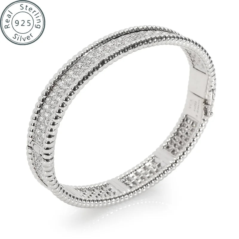 925 sterling silver Cubic Zirconia Bangle Tennis Bracelets  | Classic Love Cuff Bangle Bracelets