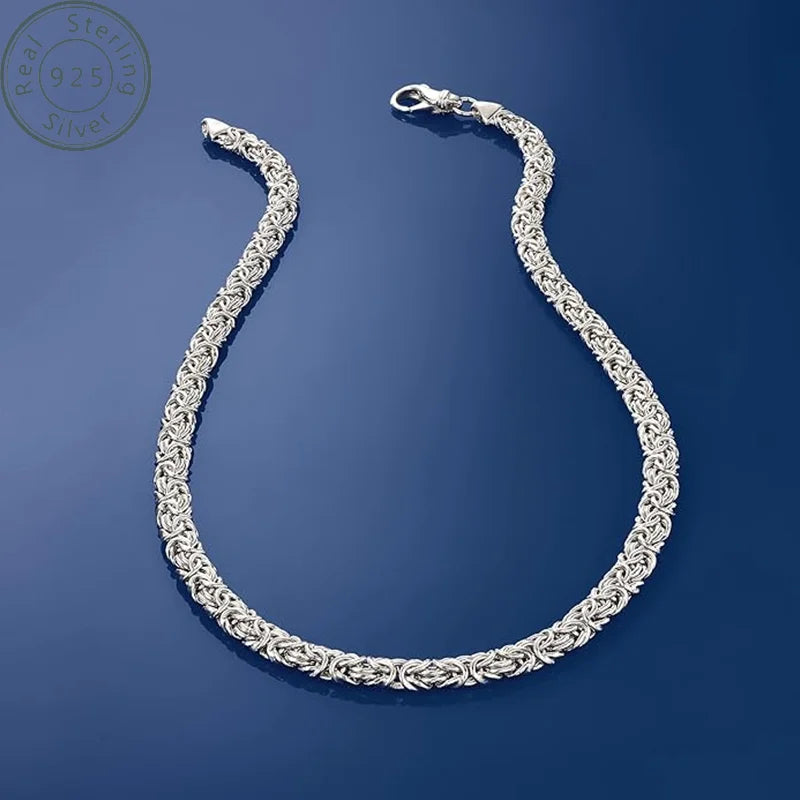 925 Sterling Silver Italian Byzantine Necklace for Women , Hip Hop Necklace for men，Handmade in Italy