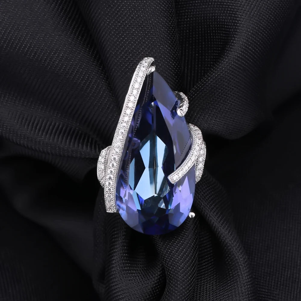GEM'S BALLET Natural Iolite Blue Mystic Quartz Jewelry Set 925 Sterling Silver Earrings Ring Pendant Sets For Women Fine Jewelry