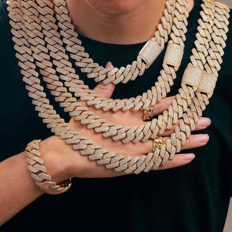 TUHE Hip Hop Iced Out 8MM 14MM 20MM Full Miami Curb Cuban Chain Bling CZ Rapper Necklaces For Men Punk Jewelry High Quality Gift