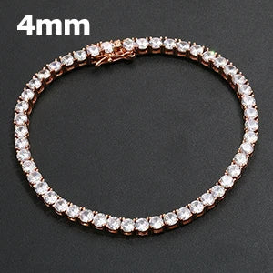 Fashion Men's Bracelet Women Luxury 3mm 4mm Mens AAA Cubic Zirconia Tennis Couple Bracelets Iced Out Chain Jewelry Jewlery Gift