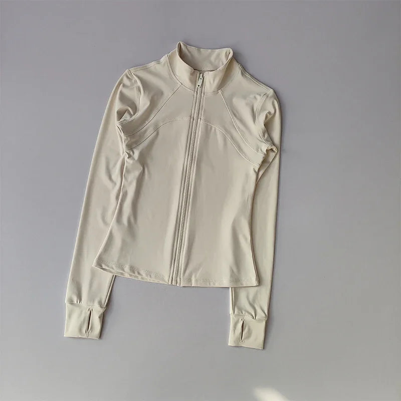 Zippered Sports Jacket for Women Yoga Suits Slim Fit Training for Jogging Long-sleeved Quick-drying Cardigan Jacket Top