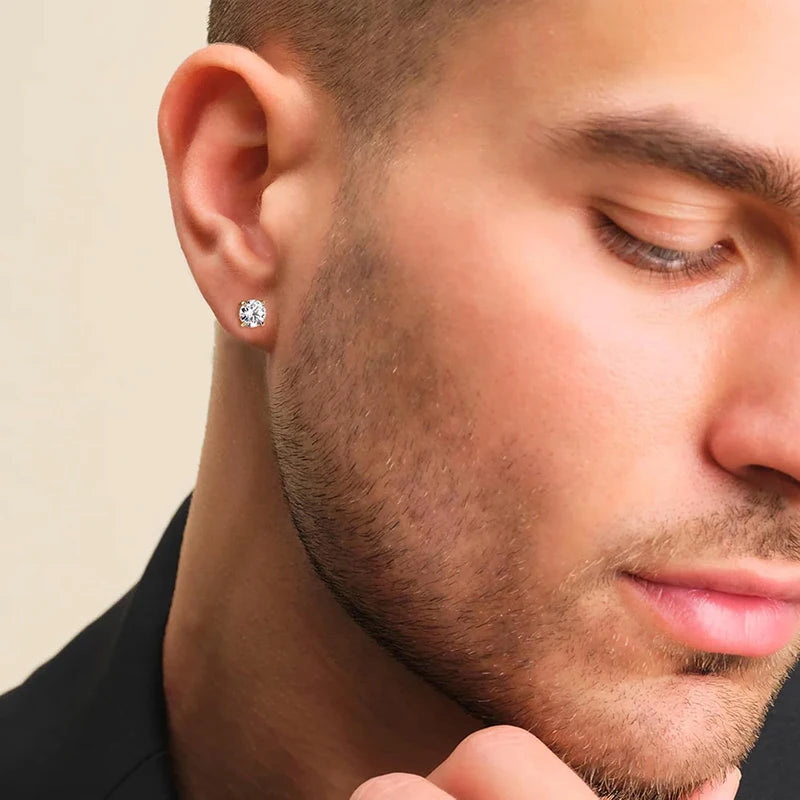 ATTAGEMS D VVS1 Moissanite Four Claw Earrings For Women Man S925 Sterling Silver Sparkling Wedding Jewelry Shipping from the USA