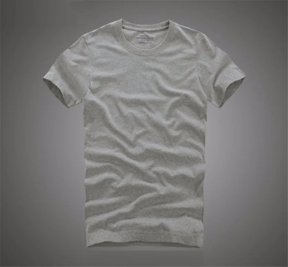 Men Tshirt 100% Cotton Solid Color O-Neck Short Sleeve T shirt Male High Quality Tops Soft Clothing