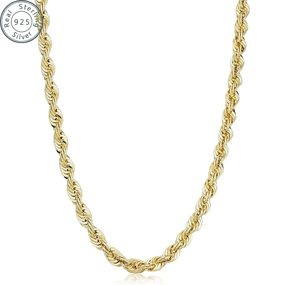 2，3，5mm Gold Rope Chain for Men & Women 18k Real Gold Plated Diamond Cut Gold Necklace 18 to 24 Inch