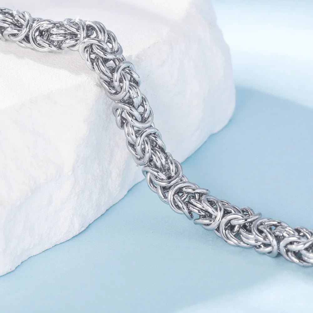 S925 Sterling Silver Byzantine Emperor Chain Bracelet for Men Women Polished Miami Cuban Smooth Kpop Jewelry