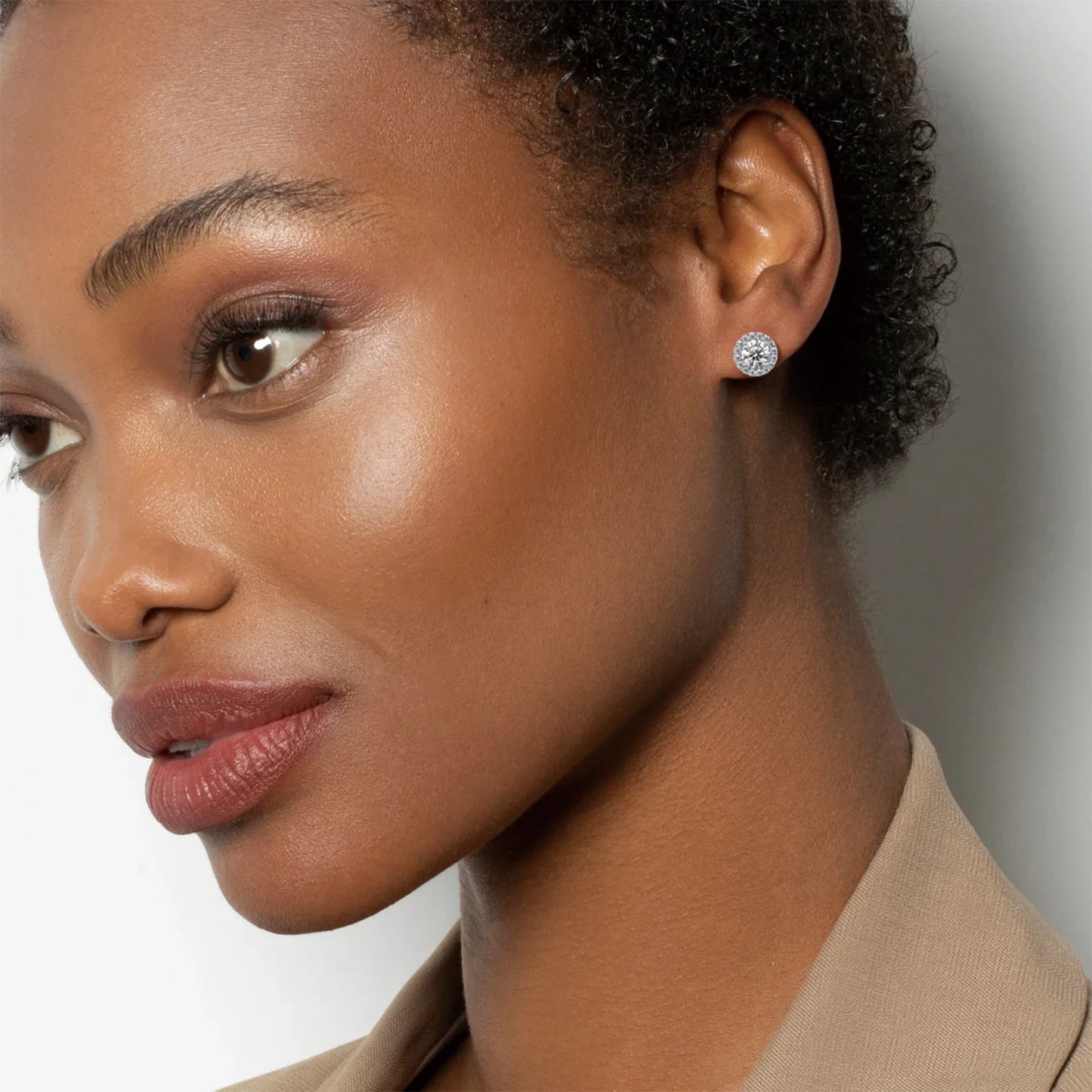 925 sterling silver  Stud Earrings For Women | Sterling Silver Stud Earrings with Round Cut Crystals, Mozambique diamond Earring