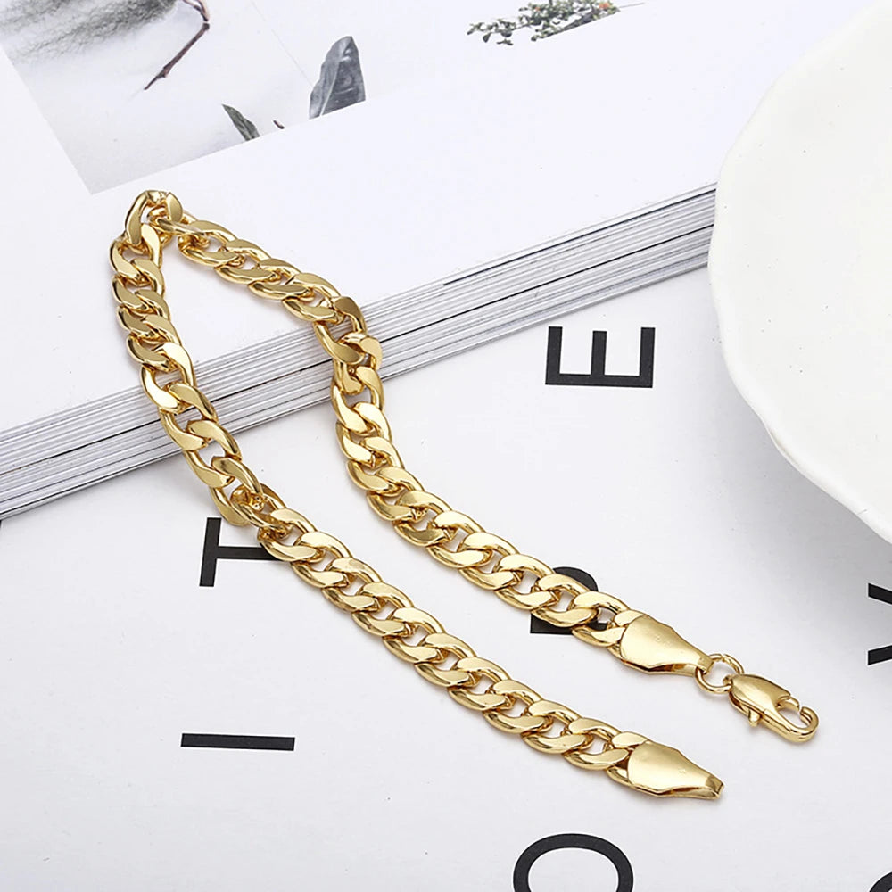 18K Gold Plated 7mm Bracelet for Men Women 925 Sterling Silver Curb Cuban Chain Bracelet Fashion Jewelry Gifts Shipping from USA