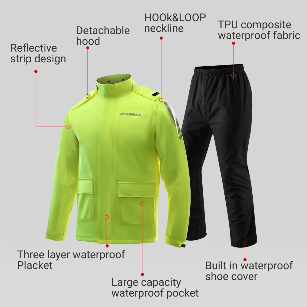 Waterproof Raincoat Adult Travel Raincoats Rain Suit Outdoor Clothing Reusable Poncho Rainwear Supplies Motorcycle Rain Coat